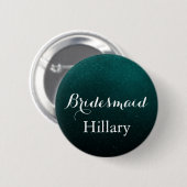 White & Glitzer Green Wedding Team Bridge Button (Vorne & Hinten)