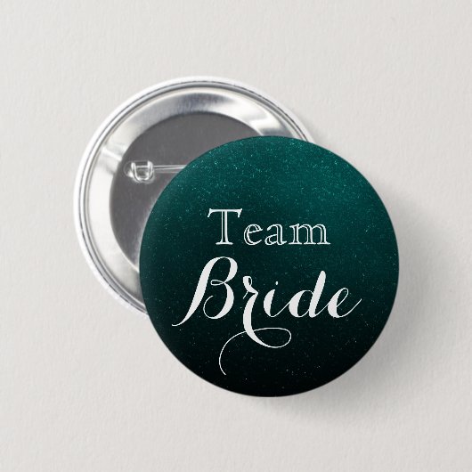 White & Glitzer Green Wedding Team Bridge Button (Vorne & Hinten)