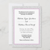 White Glitzer & Lila Gerahmt - Einladung zum Hochz (Vorderseite)