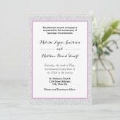 White Glitzer & Lila Gerahmt - Einladung zum Hochz (Stehend Vorderseite)