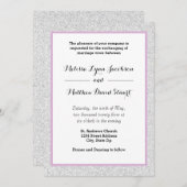 White Glitzer & Lila Gerahmt - Einladung zum Hochz (Vorne/Hinten)