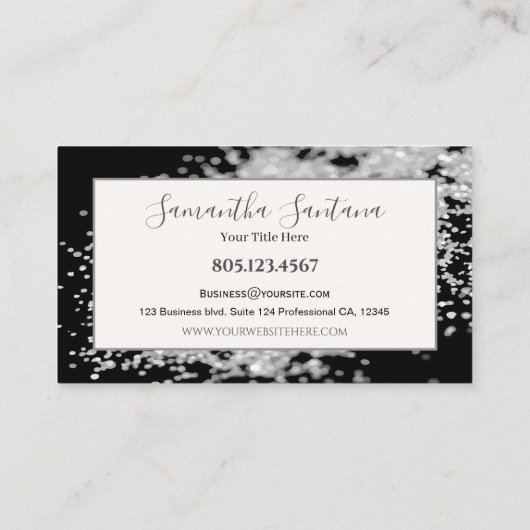White Glitzer Spill Visitenkarte (Rückseite)