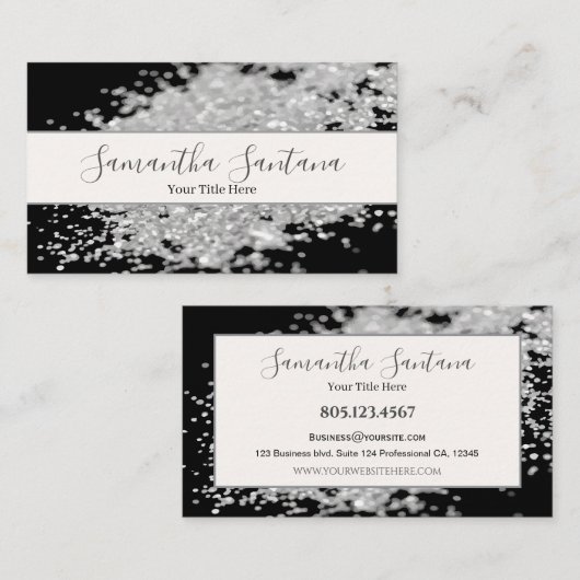 White Glitzer Spill Visitenkarte (Vorne/Hinten)