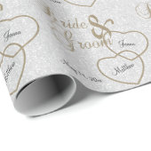 White Glitzer Wedding Confetti und Goldbriefe Geschenkpapier (Rolleneckpunkt)