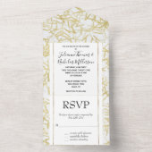 White Glitzy Gold Confetti Wedding All In One Einladung (Innen Boden)