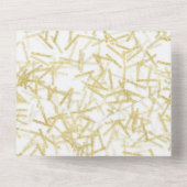 White Glitzy Gold Confetti Wedding All In One Einladung (Rückseite)