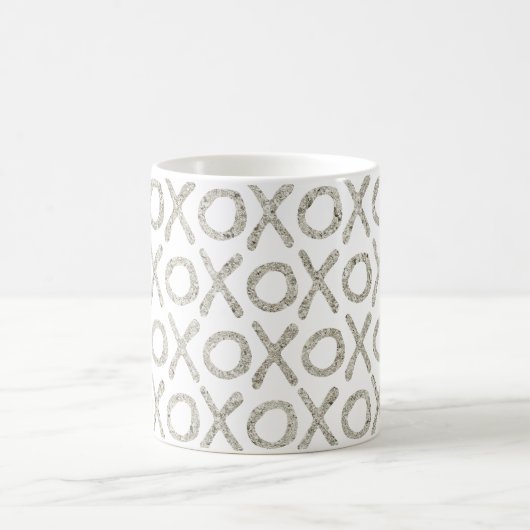 White Glitzy Silver XOXO Kaffeetasse (Mittel)