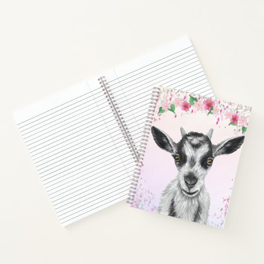 White Goat mit Blume Notebook Notizblock (Innenseite)