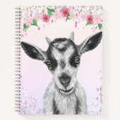 White Goat mit Blume Notebook Notizblock (Vorderseite)