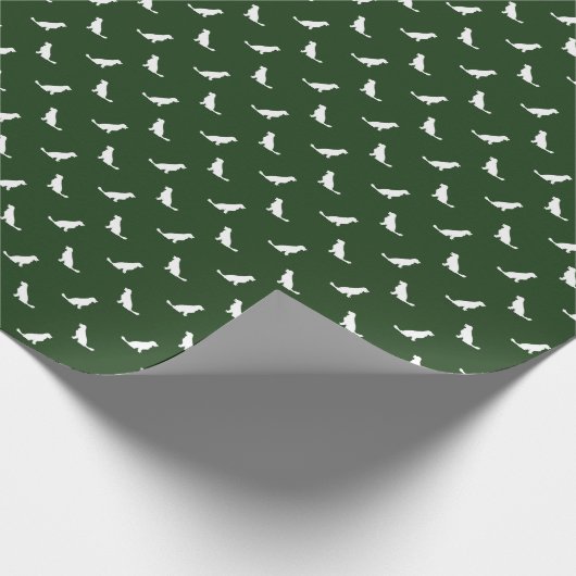 White Goden Retriever Konturen über Hunter Green Geschenkpapier (Ecke)