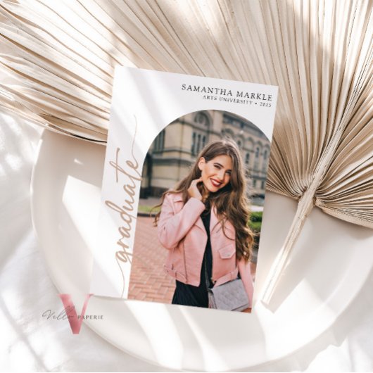 White Gold 2025 Abschluss Einladung mit Foto