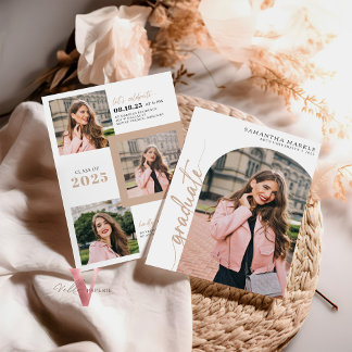 White Gold 2025 Abschluss Einladung mit Foto