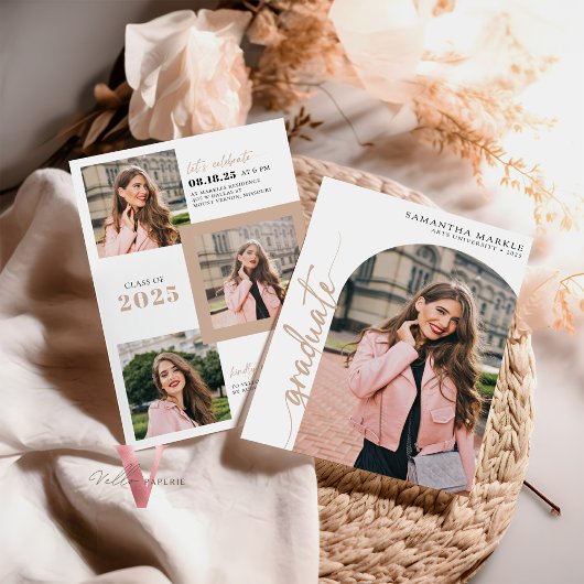 White Gold 2025 Abschluss Einladung mit Foto