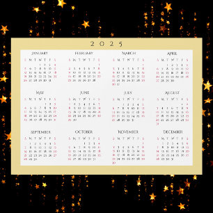 White Gold 2025 Annual Year Calendar Magnet