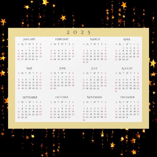 White Gold 2025 Annual Year Calendar Magnet