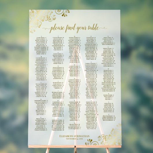 White & Gold 300 Personen Alphabetisches Seating C Acrylschild (Neutral)