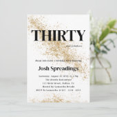 White & Gold 30. Geburtstag Einladungen (Stehend Vorderseite)