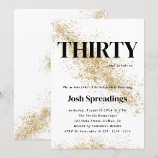 White & Gold 30. Geburtstag Einladungen