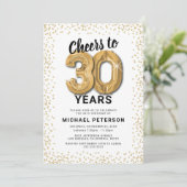 White Gold 30. Geburtstag Party Einladung (Stehend Vorderseite)