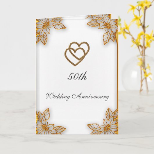 White Gold 50. Hochzeitstag Karte (Gelbe Blume)