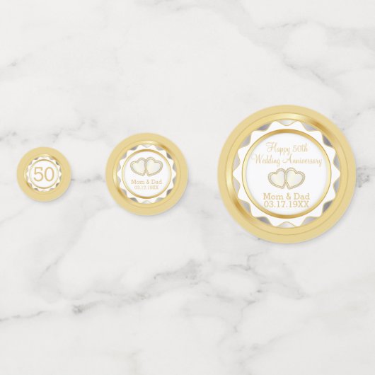 White & Gold 50. Hochzeitstag Konfetti (Vorderseiten)