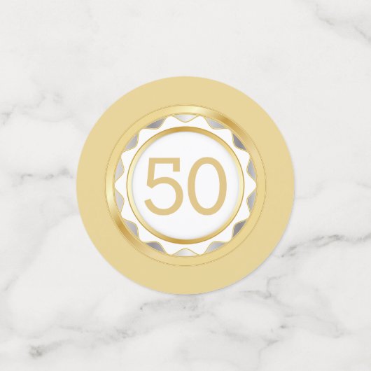 White & Gold 50. Hochzeitstag Konfetti (Klein Vorderseite)