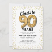 White Gold 90. Geburtstagsparty Einladung (Vorderseite)