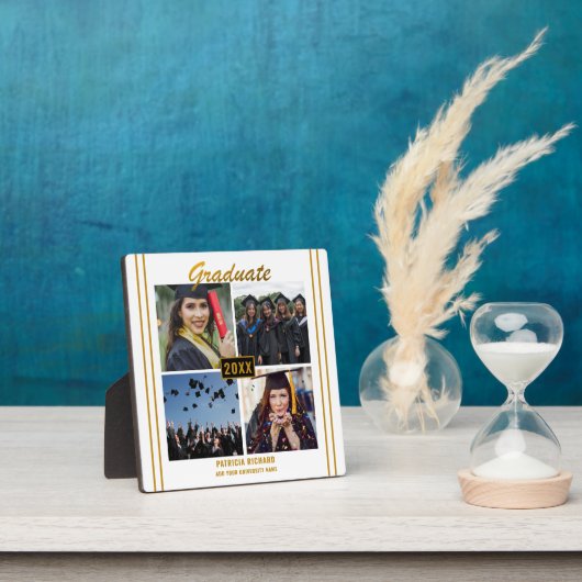 White Gold Abschluss 4 Foto Collage Keepake Fotoplatte (InSitu)