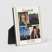 White Gold Abschluss 4 Foto Collage Keepake Fotoplatte (Vorderseite)