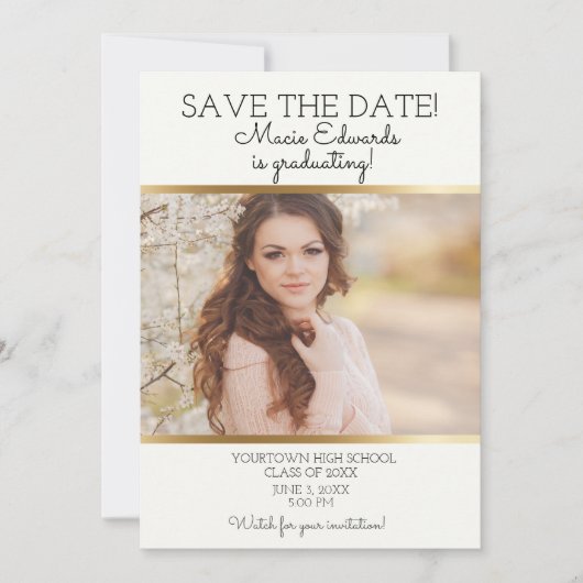 White Gold Abschluss Rett Date Foto Save The Date (Vorderseite)