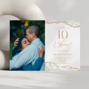 White Gold Agate 10. Hochzeitstag Party Einladung