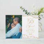 White Gold Agate 50. Hochzeitstag Party Einladung (Stehend Vorderseite)