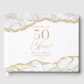 White Gold Agate 50th Wedding Anniversary Party Gästebuch (Vorderseite)