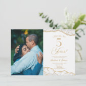 White Gold Agate 5. Hochzeitstag Party Einladung (Stehend Vorderseite)