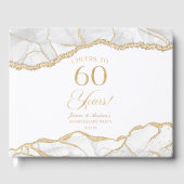 White Gold Agate 60th Wedding Anniversary Party Gästebuch (Vorderseite)