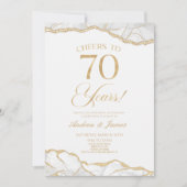 White Gold Agate 70th Wedding Anniversary Party Einladung (Vorderseite)