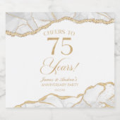 White Gold Agate 75th Wedding Anniversary Party Schaumweinetikett (Einzelnes Label)
