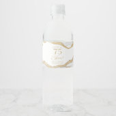 White Gold Agate 75th Wedding Anniversary Party Wasserflaschenetikett (Vorderseite)