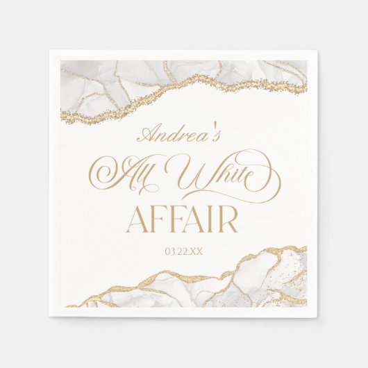 White Gold Agate All White Affair Birthday Party Serviette (Vorderseite)