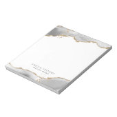 White & Gold Agate Business Notizblock (Rotiert)