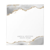 White & Gold Agate Business Notizblock (Vorderseite)