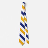 White Gold and Blue University Strip Krawatte (Vorderseite)