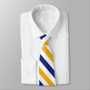 White Gold and Blue University Strip Krawatte