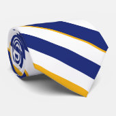 White Gold and Blue University Strip Krawatte (Gerollt)