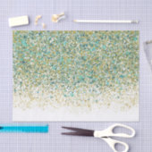 White Gold & Aquamarin Blue Glitzer Moderner Küste Seidenpapier (Handwerk)