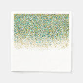 White Gold & Aquamarin Blue Glitzer Moderner Küste Serviette (Vorderseite)