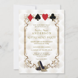 White Gold Art Deco Casino Vegas Poker Rente Einladung