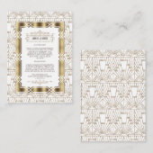 White Gold Art Deco Gatsby 1920er Hochzeitsdetails Begleitkarte (Vorne/Hinten)