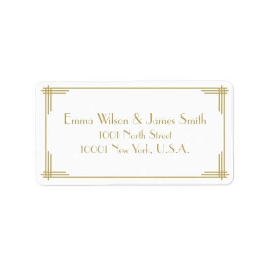 White Gold Art Deco Great Gatsby Address Labels Adressaufkleber (Vorne)