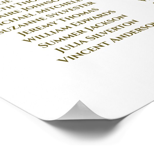 White & Gold Band 10 Tabelle Hochzeitstabelle Poster (Ecke)